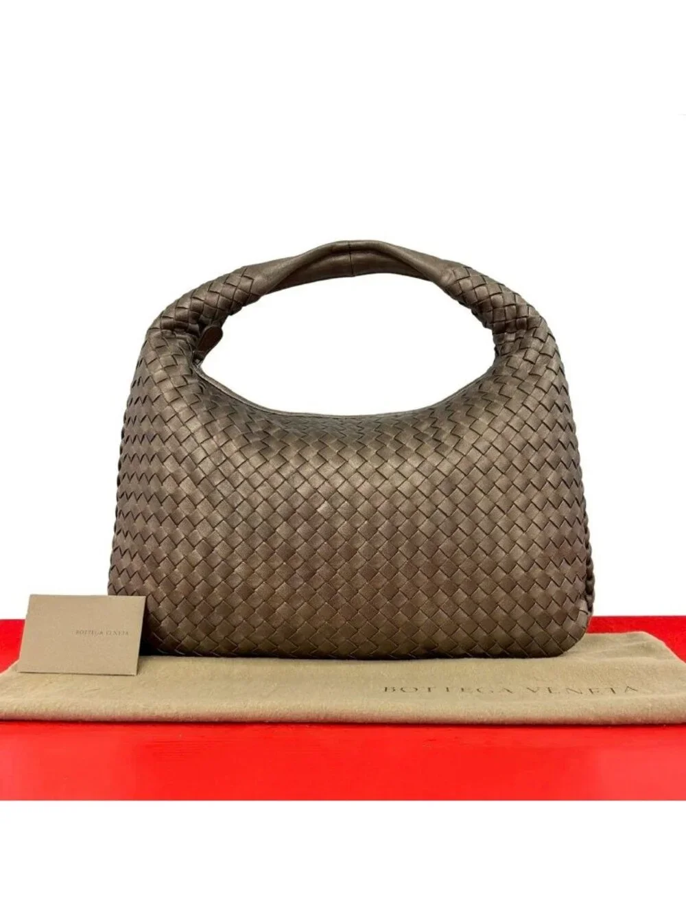 Bottega Veneta Hobo Intrecciato Leather Shoulder Bag Brown
